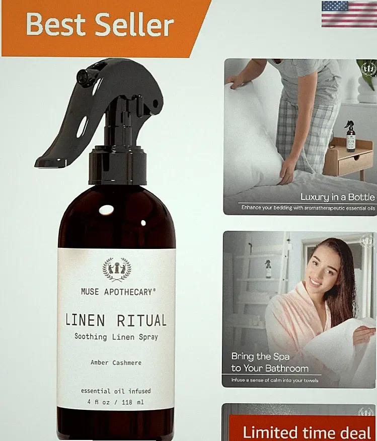 4 oz Linen Ritual Spray - Aromatherapy Essential Oils - Relaxing Amber Cashmere