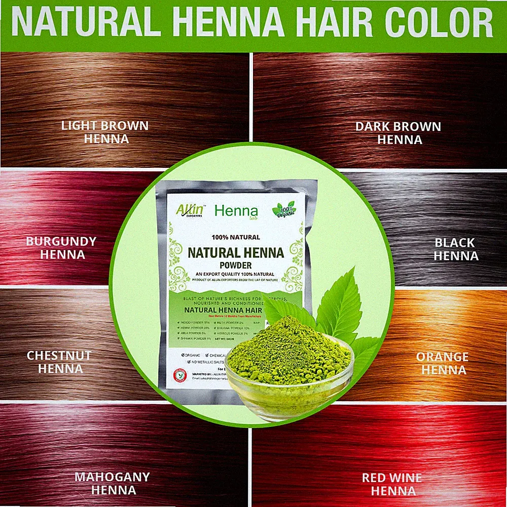 ALLIN Henna Hair Color - 100% Organic Chemical free Henna Hair Hair Care Natural