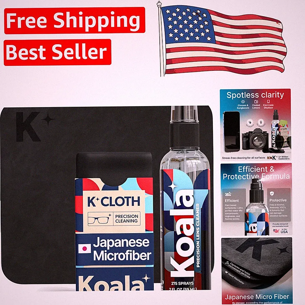 Travel-Friendly Eyeglass Cleaner Spray & Cloth Set - Alcohol-Free Excellence