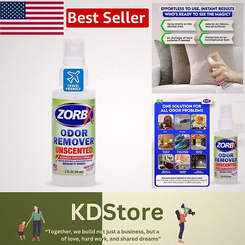 Unscented Mini Odor Eliminator Spray - Advanced 2 Oz Travel-Friendly Formula